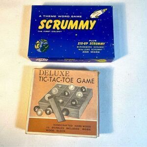 Vintage Old school parlor games for learning a dummy and DELUXE tic tax toe